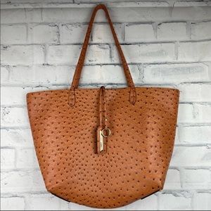 Gorgeous Carmel Faux Leather Tote Bag Purse
with Charms